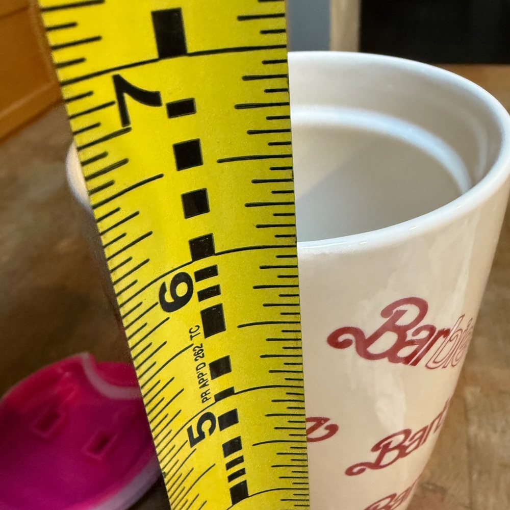 Ceramic Barbie Mug with Pink Lid Pink and White Travel Coffee Cup - Picture 15 of 16